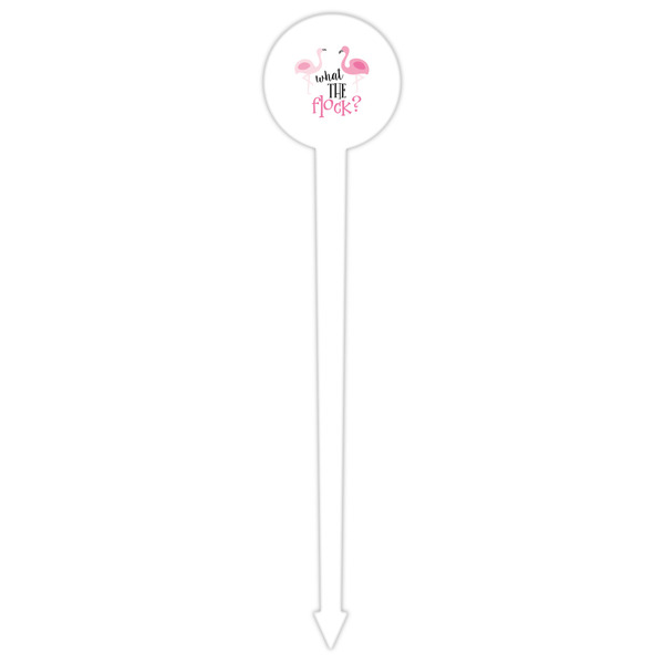 Pink Flamingo White Plastic 6" Food Pick - Round - Single Pick