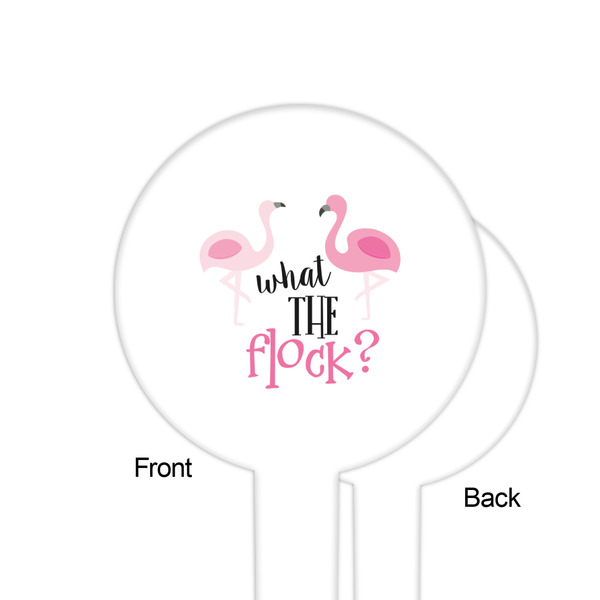 Pink Flamingo White Plastic 6" Food Pick - Round - Single Sided - Front & Back