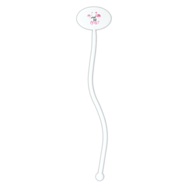 Pink Flamingo White Plastic 7" Stir Stick - Oval - Single Stick
