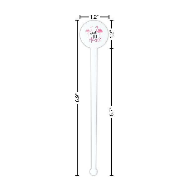 Pink Flamingo White Plastic 7" Stir Stick - Round - Dimensions