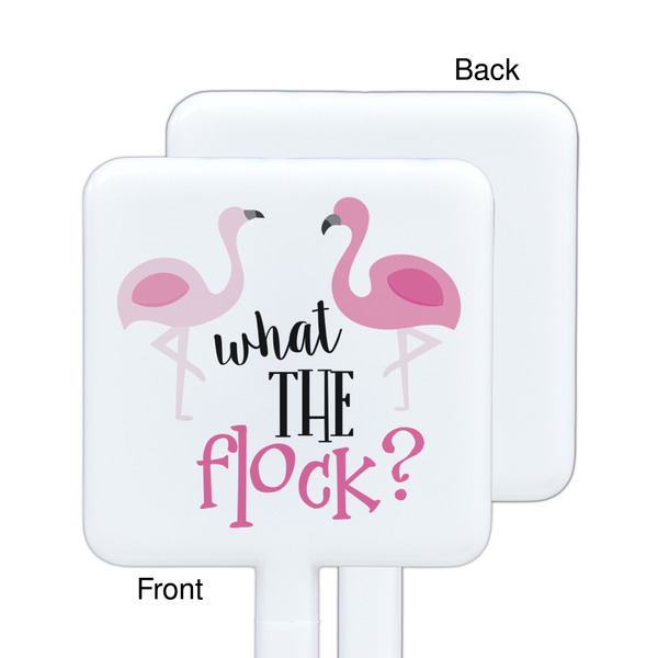 Pink Flamingo White Plastic Stir Stick - Single Sided - Square - Approval