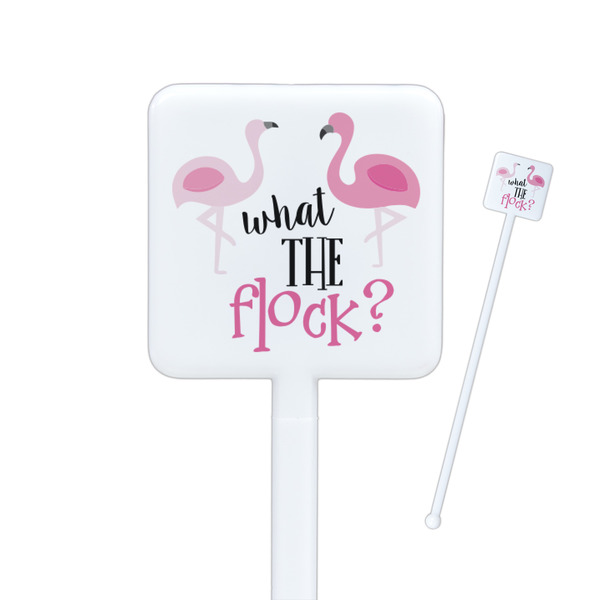 Custom Pink Flamingo Square Plastic Stir Sticks
