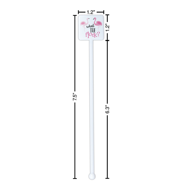 Pink Flamingo White Plastic Stir Stick - Square - Dimensions