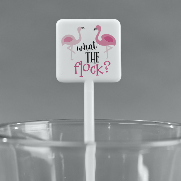 Pink Flamingo White Plastic Stir Stick - Square - Main