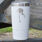 Pink Flamingo 20 oz Stainless Steel Tumbler - White - Single Sided