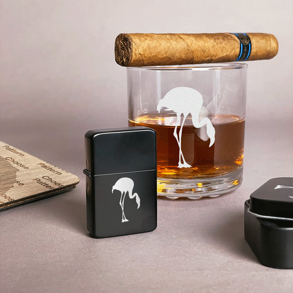 Pink Flamingo Windproof Lighters - Black - In Context