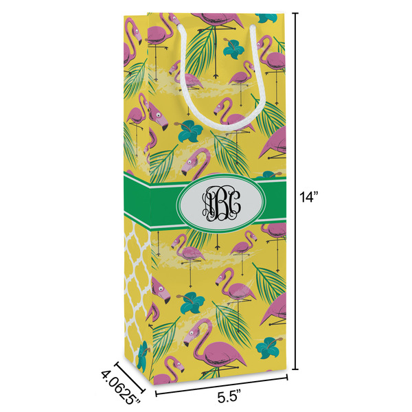 Pink Flamingo Wine Gift Bag - Dimensions