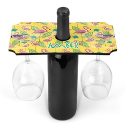 Pink Flamingo Wine Bottle & Glass Holder (Personalized)