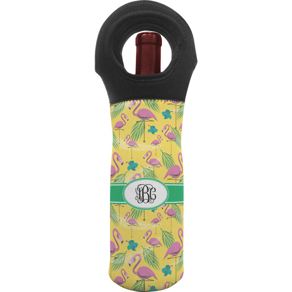 Custom Pink Flamingo Wine Tote Bag (Personalized)