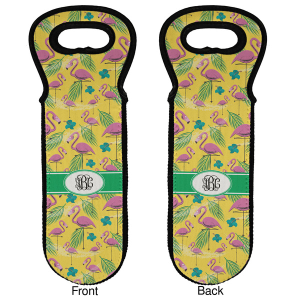 Pink Flamingo Wine Tote Front & Back