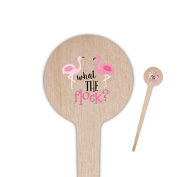 Pink Flamingo 4" Round Wooden Food Picks - Double Sided