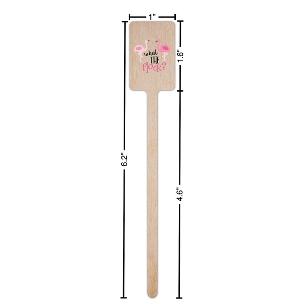 Pink Flamingo Wooden 6.25" Stir Stick - Rectangular - Dimensions