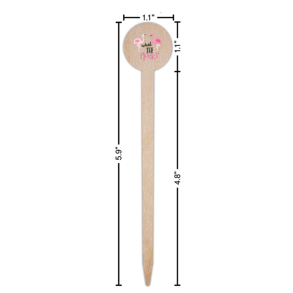 Pink Flamingo Wooden 6" Food Pick - Round - Dimensions