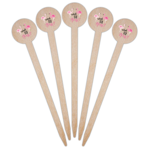 Pink Flamingo Wooden 6" Food Pick - Round - Fan View