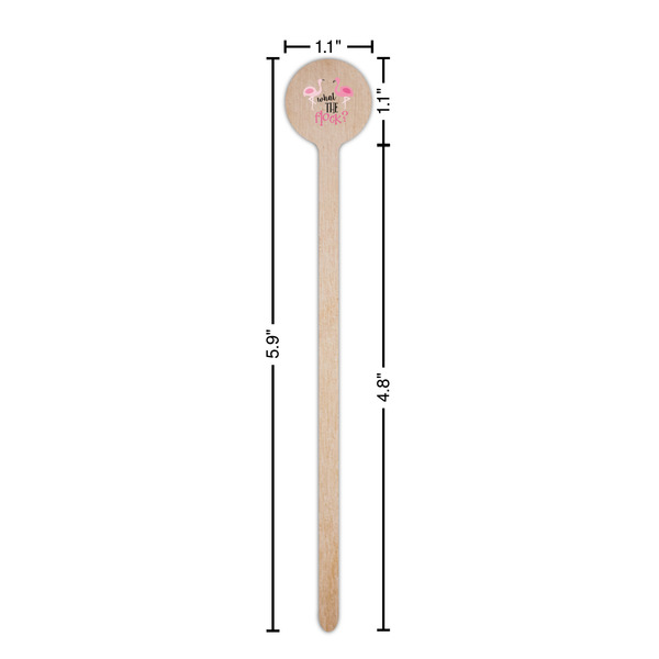 Pink Flamingo Wooden 6" Stir Stick - Round - Dimensions