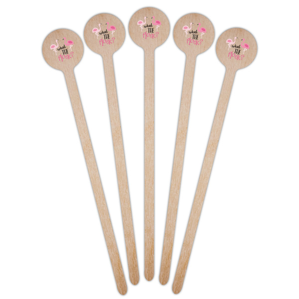 Pink Flamingo Wooden 7.5" Stir Stick - Round - Fan View