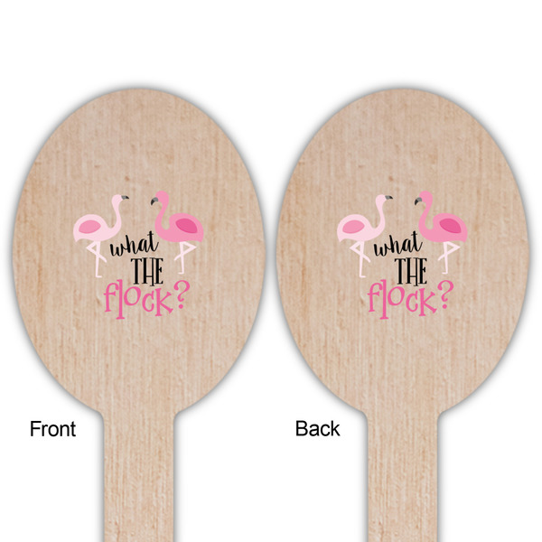 Pink Flamingo Wooden Food Pick - Oval - Double Sided - Front & Back