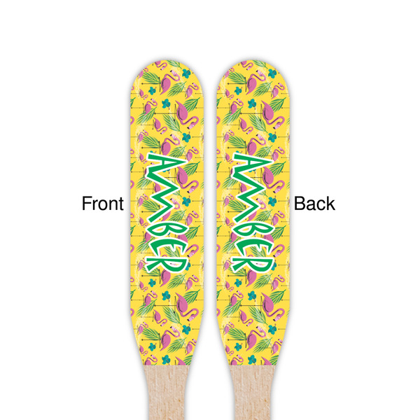 Pink Flamingo Wooden Food Pick - Paddle - Double Sided - Front & Back