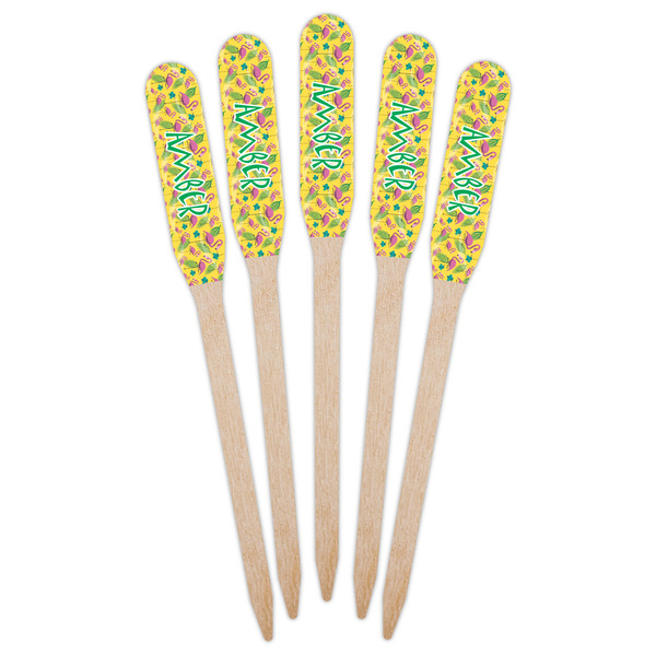 Pink Flamingo Wooden Food Pick - Paddle - Fan View