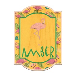 Pink Flamingo Genuine Maple or Cherry Wood Sticker (Personalized)
