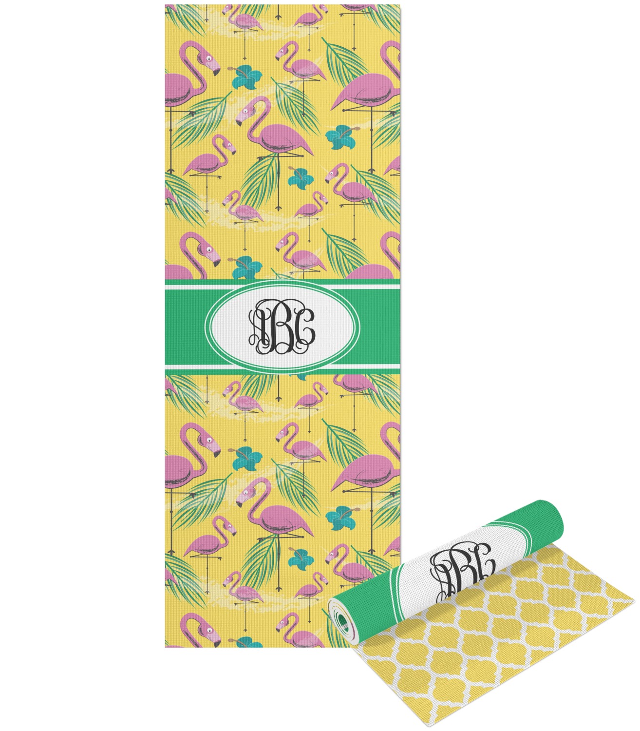 Pink Flamingo Yoga Mat Printable Front and Back (Personalized