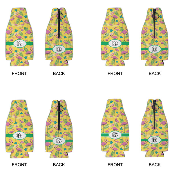 Pink Flamingo Zipper Bottle Cooler - Set of 4 - APPROVAL