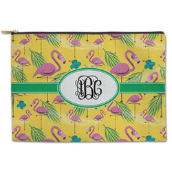 Pink Flamingo Zipper Pouch - Large - 12.5"x8.5" (Personalized)