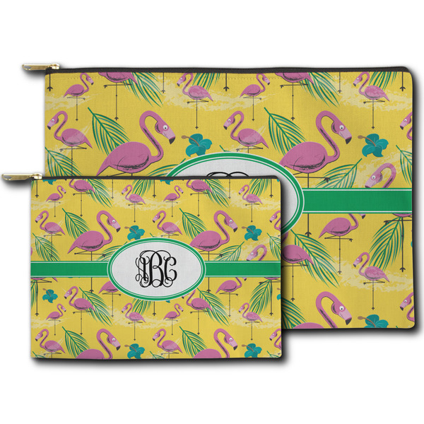Pink Flamingo Zippered Pouches - Size Comparison