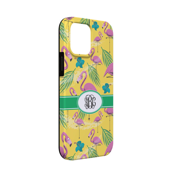 Custom Pink Flamingo iPhone Case - Rubber Lined - iPhone 13 Mini (Personalized)