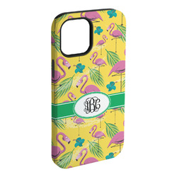 Pink Flamingo iPhone Case - Rubber Lined - iPhone 15 Plus (Personalized)