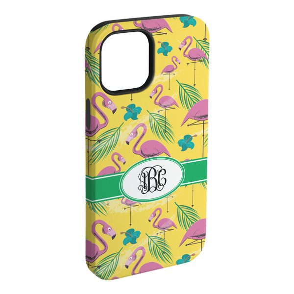 Custom Pink Flamingo iPhone Case - Rubber Lined (Personalized)