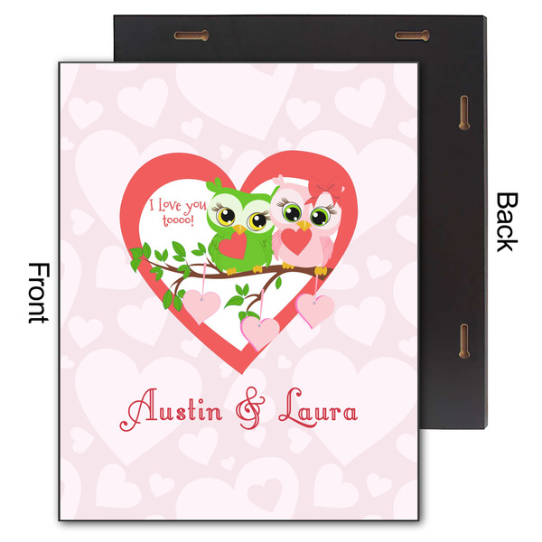 Valentine Owls 11x14 Wood Print - Front & Back View