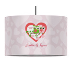 Valentine Owls 12" Drum Pendant Lamp - Fabric (Personalized)