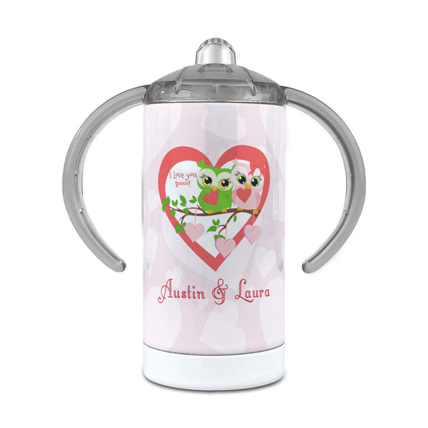 Custom Valentine Owls 12 oz Stainless Steel Sippy Cup (Personalized)