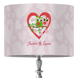 Valentine Owls 16" Drum Lamp Shade - Fabric (Personalized)