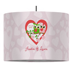 Valentine Owls Drum Pendant Lamp (Personalized)