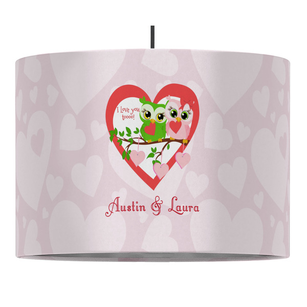Custom Valentine Owls 16" Drum Pendant Lamp - Fabric (Personalized)