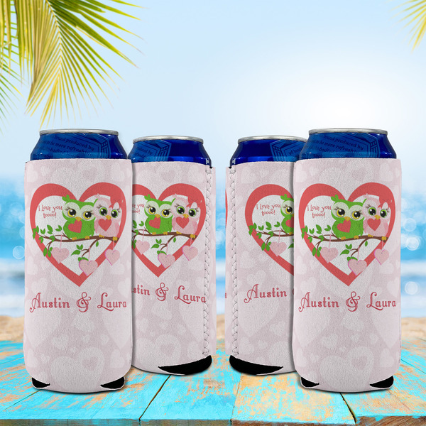 Valentine Owls 16oz Can Sleeve - Set of 4 - LIFESTYLE
