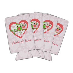 Valentine Owls Can Cooler (16 oz) - Set of 4 (Personalized)