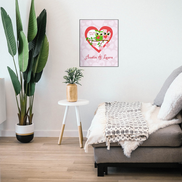 Valentine Owls 20x24 Wood Print - In Context