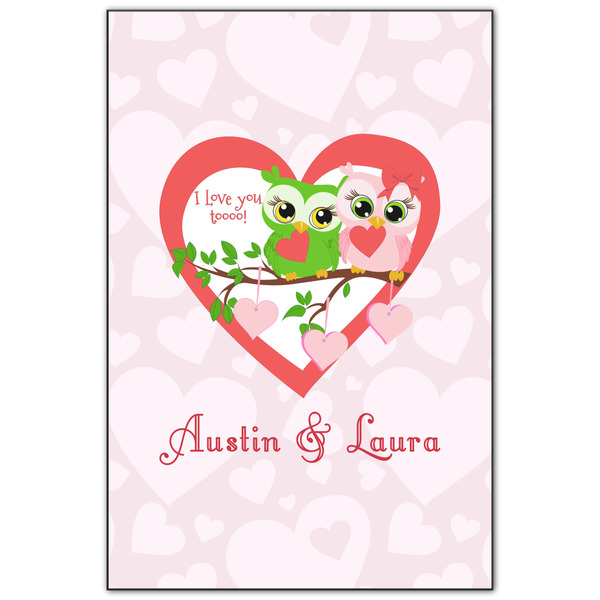 Custom Valentine Owls Wood Print - 20x30 (Personalized)