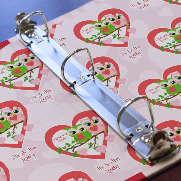 Valentine Owls 3 Ring Binders - Full Wrap - 1" - DETAIL