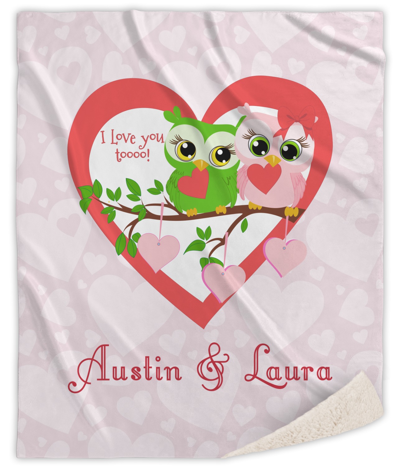 Custom Valentine Owls Sherpa Throw Blanket (Personalized) YouCustomizeIt