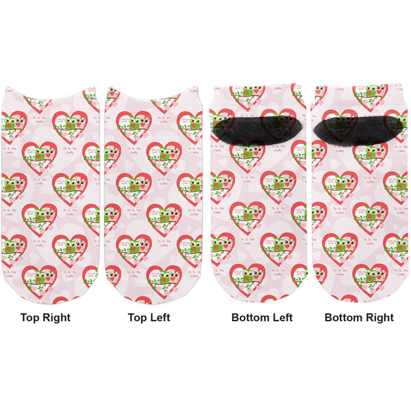 Valentine Owls Adult Ankle Socks - Double Pair - Front and Back - Apvl