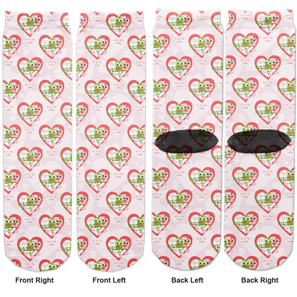 Valentine Owls Adult Crew Socks - Double Pair - Front and Back - Apvl