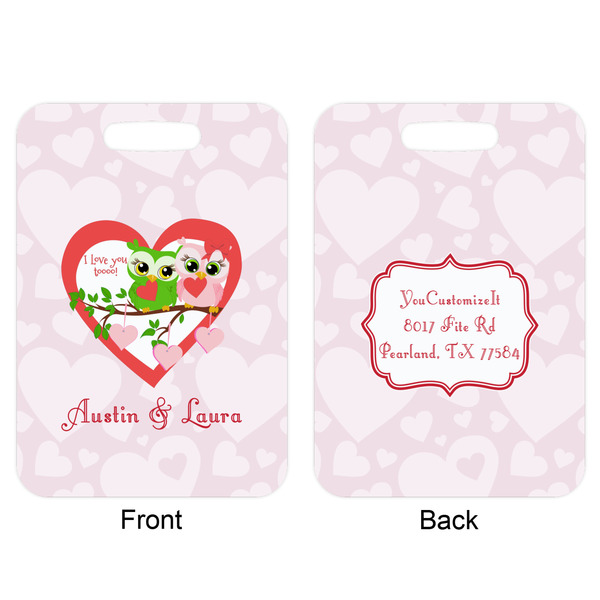 Valentine Owls Aluminum Luggage Tag (Front + Back)
