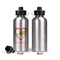 Valentine Owls Aluminum Water Bottle - Front and Back