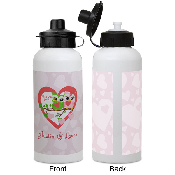Valentine Owls Aluminum Water Bottle - White APPROVAL