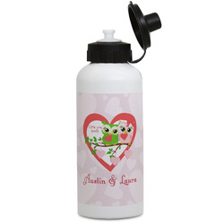 Valentine Owls Water Bottles - Aluminum - 20 oz - White (Personalized)