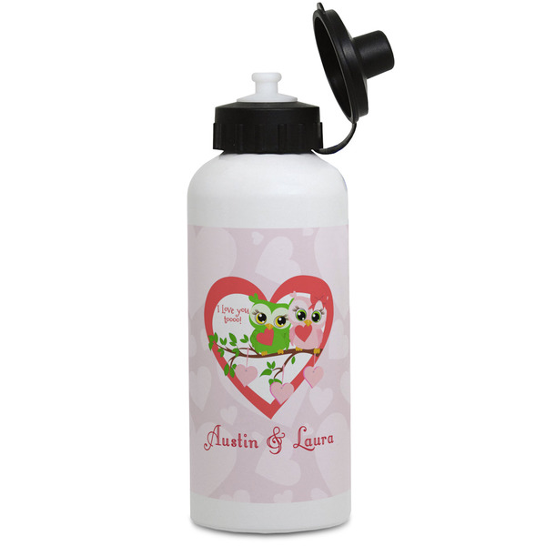 Custom Valentine Owls Water Bottles - Aluminum - 20 oz - White (Personalized)